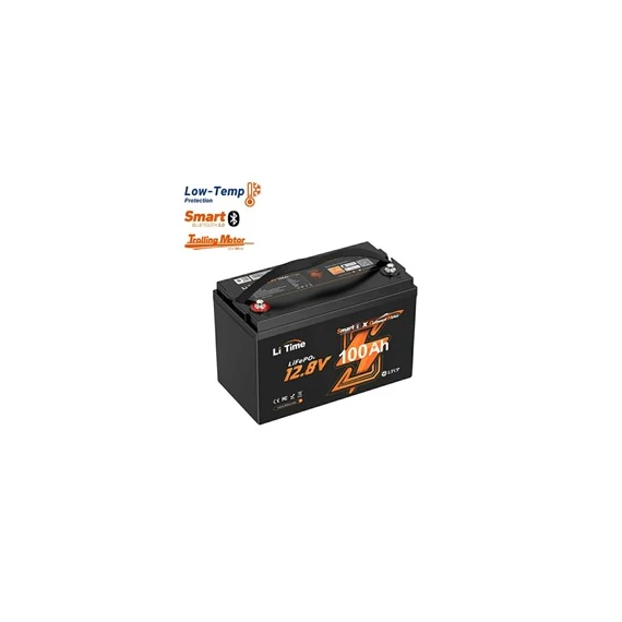 LiTime 12V 100Ah LiFePO4 TM Plus Smart Bluetooth  Horgász Trolling Akkumlátor 